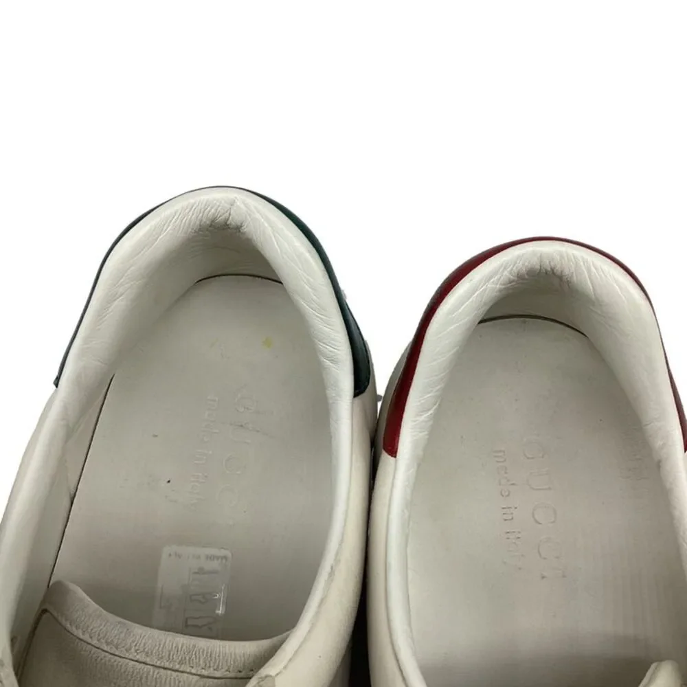 Gucci Ace Blade Distressed Sneakers in White Leather